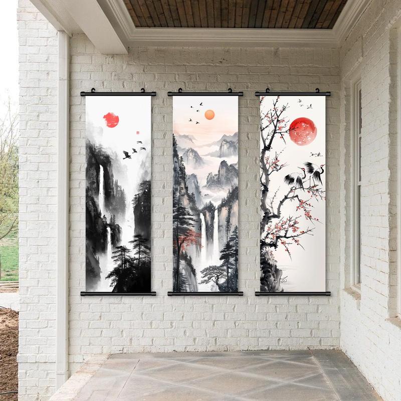 Landscape Pattern Canvas Wall Art, 3 Counts Modern Waterproof Scroll Painting, Exquisite Wall Decoration, Wall Art for Home Living Room Bedroom Decoration