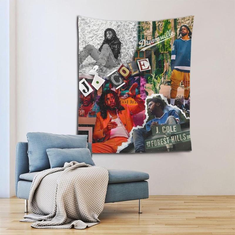 J.Rapper Cole Tapestry Wall Hanging Art For Living Room Bedroom Dorm Decorations Wall Art Banners Poster Porch Hangings Bed Cover Picnic Throws 60x51 Decorative Print