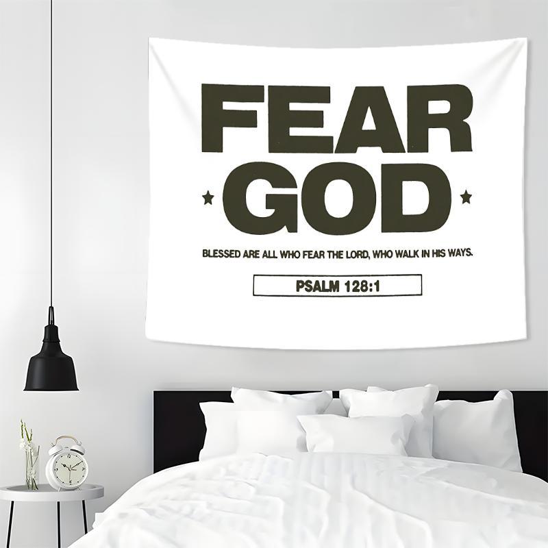 Fear God Tapestry, 1 Count Inspirational Quote Tapestry, Aesthetic Art Wall Hanging Decor, Wall Decor for Home Office Dormitory School, Home Decor 2025