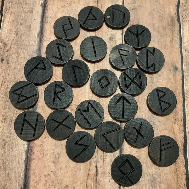 Vegvisir Rune Box w  Runes (Ebony) Norse Pagan Viking Heathen Viking Compass Elder Futhark Nordic Odin Thor