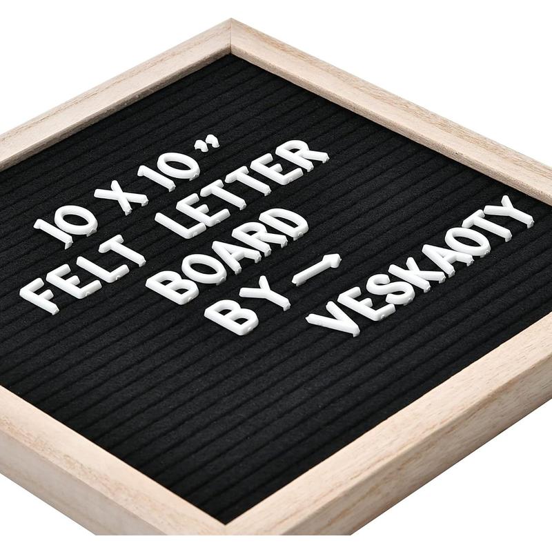 10 x 10 inch Felt Letter Board with 294 Letters, Numbers & Symbols - Changeable Message Board with Wooden Frame Wall Mount Hook