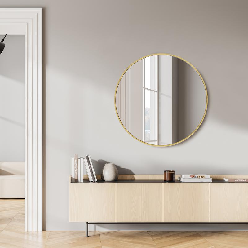 Sweet Furniture Plus Round Wall Mirror 20 24 30 Inch, Bathroom Mirrors for Over Sink, Circle Mirror for Bathroom, Entryway, Bedroom, Vanity for Christmas Gifts