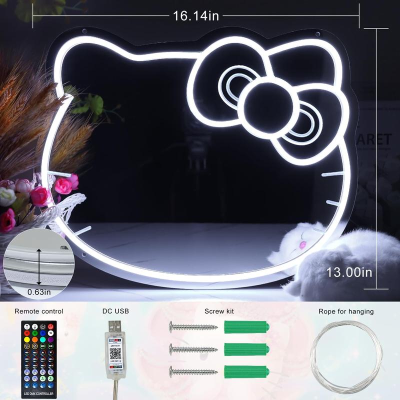 Hello Kit Mirror, Dimmable Hello Kit Vanity Mirror with Light 200+ Colors with Remote and App Control, New Year Gift, Christmas Gift, Girls Favorite Gift