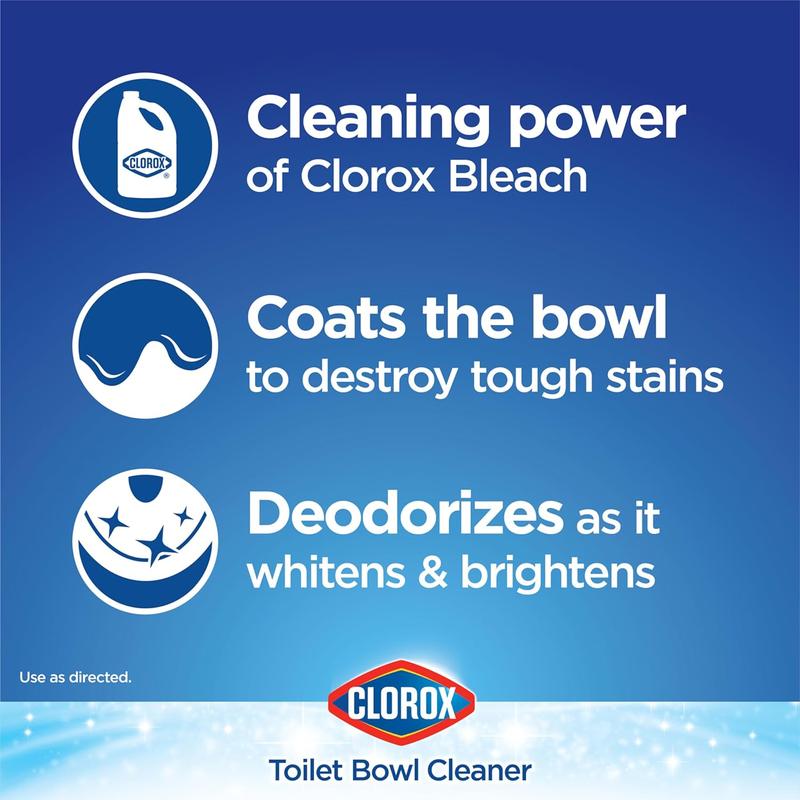 Clorox Toilet Bowl Cleaner, Clinging Bleach Gel, Ocean Mist - 24 oz, Pack of 2