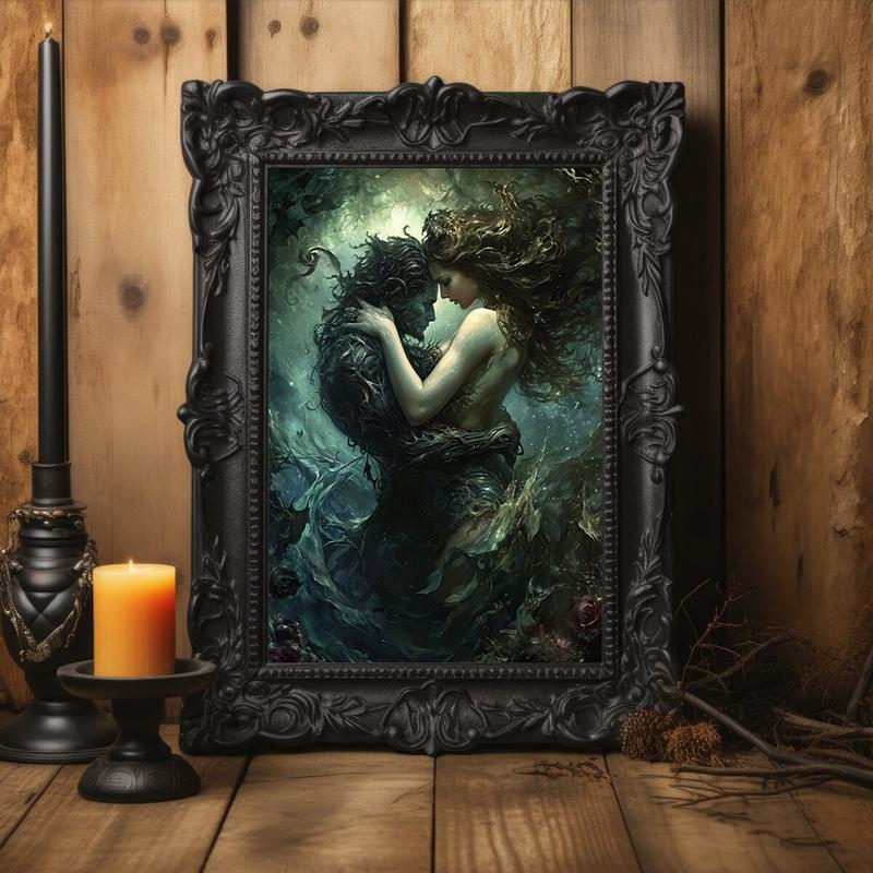 Hades Persephone Queen Underworld Love Story Fine Print Giclee, Gothic Love Vintage Painting, Witchy Artwork, Pagan Gods Esoteric Art