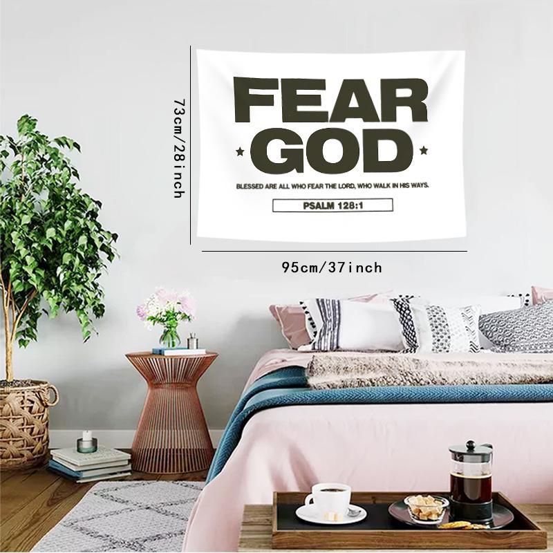 Fear God Tapestry, 1 Count Inspirational Quote Tapestry, Aesthetic Art Wall Hanging Decor, Wall Decor for Home Office Dormitory School, Home Decor 2025