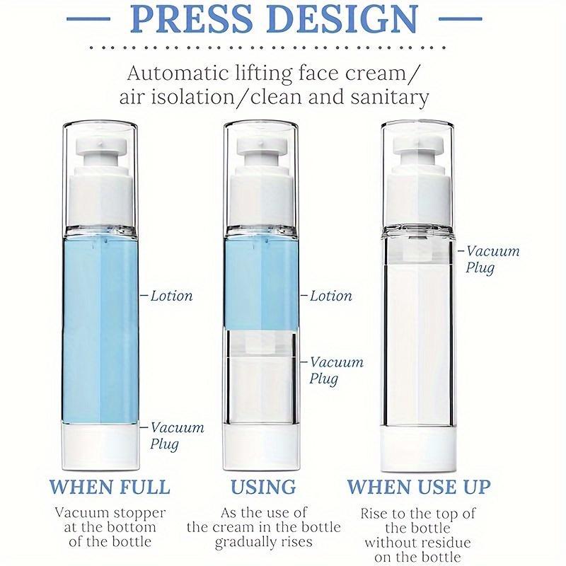 Clear Airless Pump Bottle, 6pcs 3.4oz 100ml Travel Pump Bottle, Refillable Cosmetic Container, Cosmetic Dispenser with Collapsible Funnel for Foundation, Lotion, Shampoo