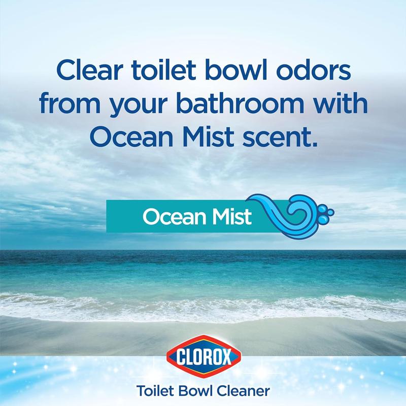 Clorox Toilet Bowl Cleaner, Clinging Bleach Gel, Ocean Mist - 24 oz, Pack of 2