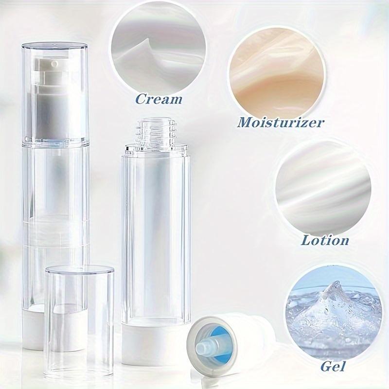 Clear Airless Pump Bottle, 6pcs 3.4oz 100ml Travel Pump Bottle, Refillable Cosmetic Container, Cosmetic Dispenser with Collapsible Funnel for Foundation, Lotion, Shampoo