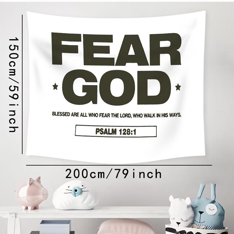 Fear God Tapestry, 1 Count Inspirational Quote Tapestry, Aesthetic Art Wall Hanging Decor, Wall Decor for Home Office Dormitory School, Home Decor 2025