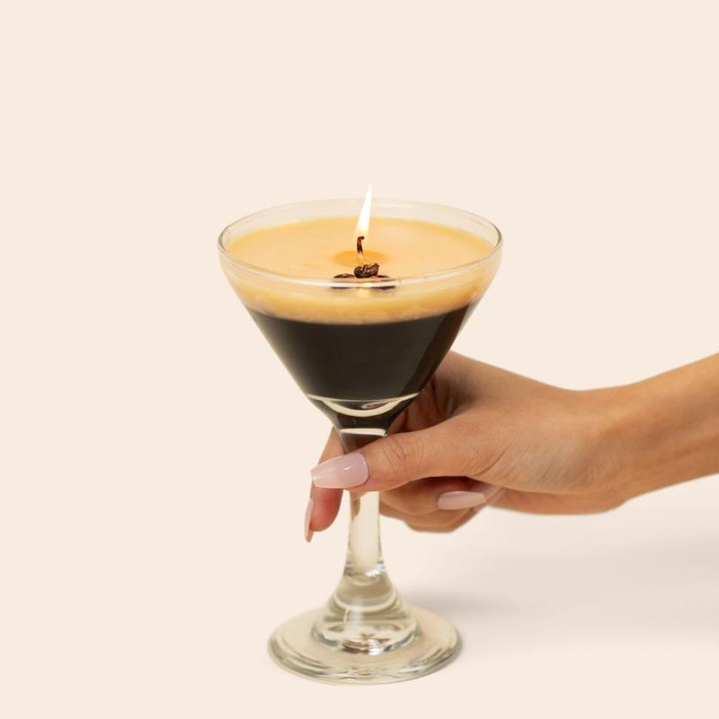 The Original Espresso Martini Candle - Coffee & Cream Scented Candle in Reusable Martini Glass