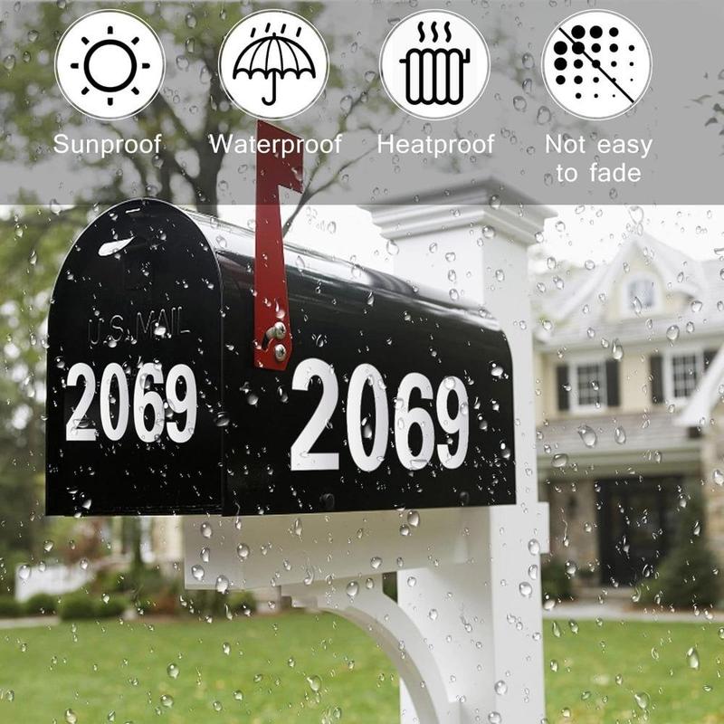 Waterproof Mailbox Number Sticker, 2 Sets Reflective Mailbox Number for Outside, Self Adhesive Vinyl Number for Mailbox, Door, Garbage Bins, Address Number