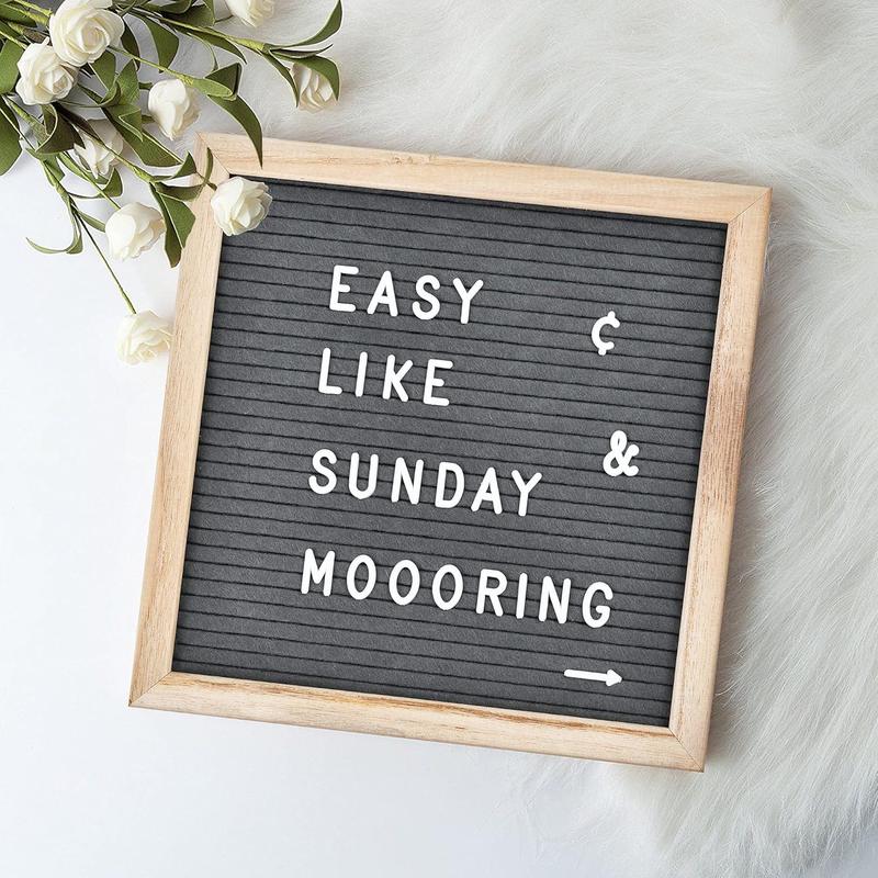 10 x 10 inch Felt Letter Board with 294 Letters, Numbers & Symbols - Changeable Message Board with Wooden Frame Wall Mount Hook