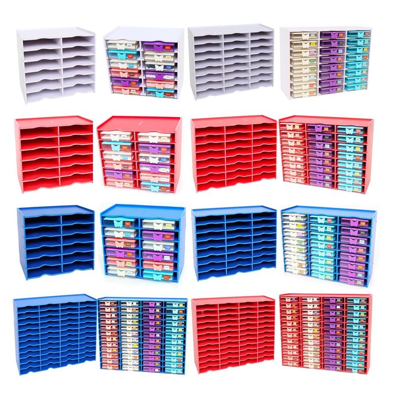 Desktop Colorful Storage Box, 1 Count DIY Diamond Arts Colorful Painting Tool Storage Rack with Boxes, Assembleable Storage Shelf for Home Office