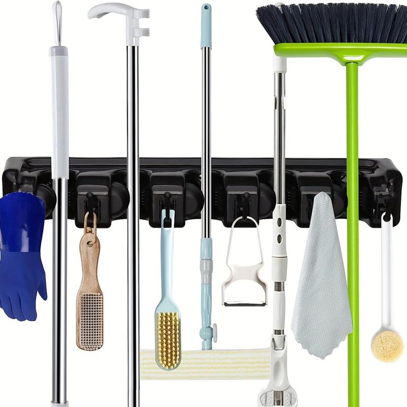 5 Grid Broom & Mop Hanging Hook, 1 Count Wall Mounted Gardening Tool Storage Rack, Home Organizer For Bathroom Balcony Laundry Room Garage Garden, Summer Gift