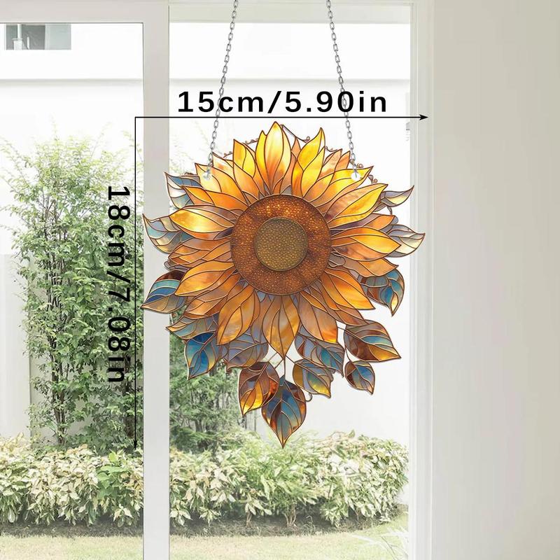 Sunflower Design Hanging Decor, 1 Count Colorful Acrylic Hanging Ornament, Hanging Decor for Home Garden Party Wedding