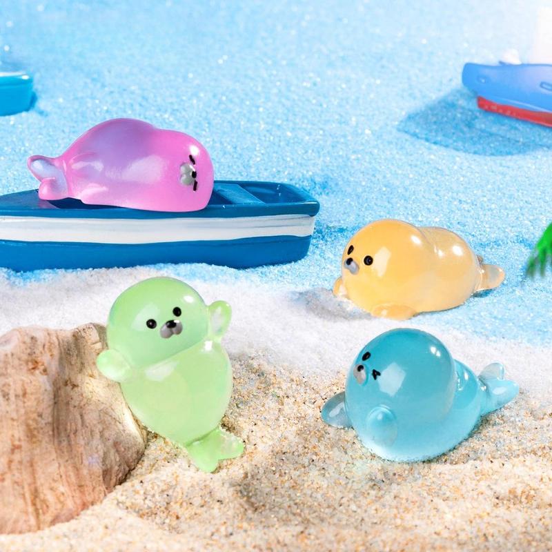 Random Color Luminous Seal Decoration, Cute Glow in The Dark Seal Ornament, Mini Decorative Resin Craft for Home & Garden & Car