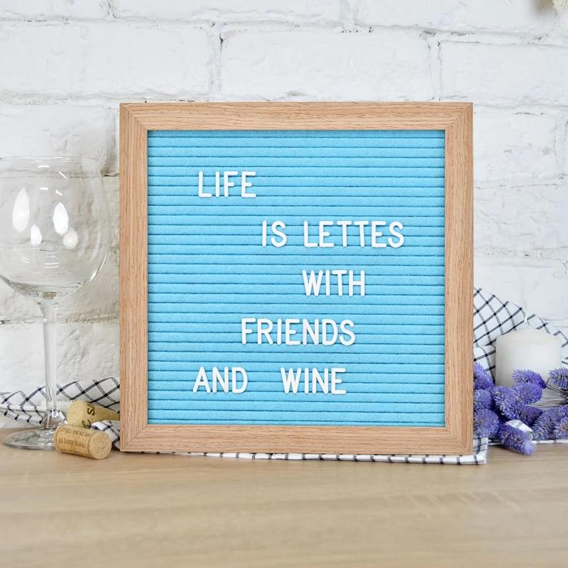 10 x 10 inch Felt Letter Board with 294 Letters, Numbers & Symbols - Changeable Message Board with Wooden Frame Wall Mount Hook