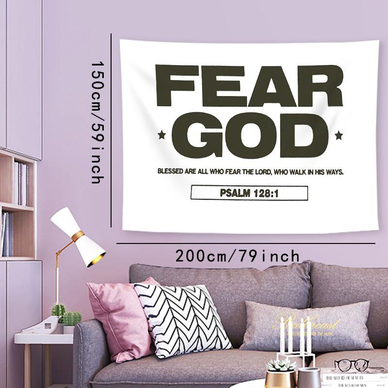 Fear God Tapestry, 1 Count Inspirational Quote Tapestry, Aesthetic Art Wall Hanging Decor, Wall Decor for Home Office Dormitory School, Home Decor 2025