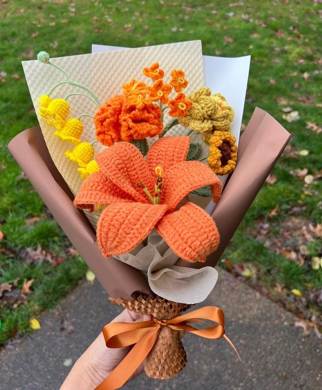 Crochet Flowers Bouquet, Sunflower,Christmas gift, , Handmade Gift, Finished Product, Birthday, Girlfriend, Mom, Grandma, Wife, Gift For Her