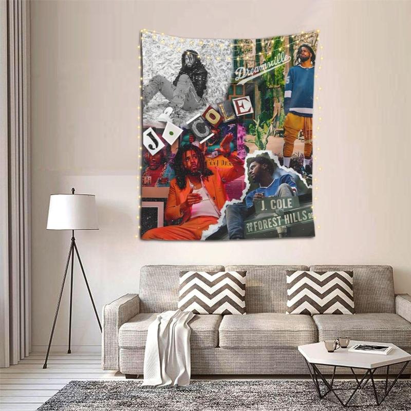 J.Rapper Cole Tapestry Wall Hanging Art For Living Room Bedroom Dorm Decorations Wall Art Banners Poster Porch Hangings Bed Cover Picnic Throws 60x51 Decorative Print