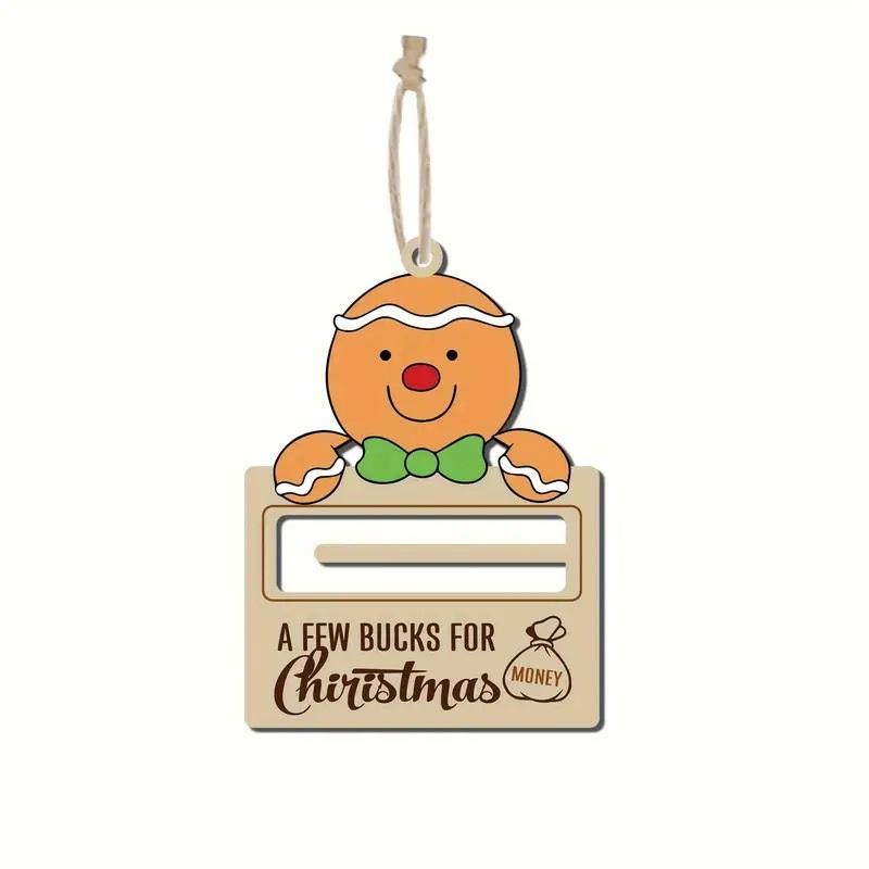 Wooden Christmas Money Holder, 1 Count 5 Counts Cute Cartoon Christmas Tree Hanging Decorations for Money Holder, Festive & Party Supplies for Home & Office Decor