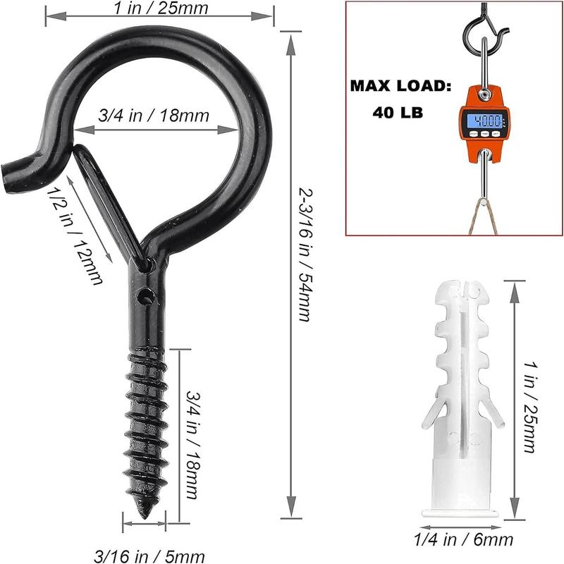 Screw Hooks for Hanging Outdoor String Lights, Heavy Duty 2.2 Inch Eye Hook Cup Hook Q-Hanger, Wall Wood Ceiling Deck Mount