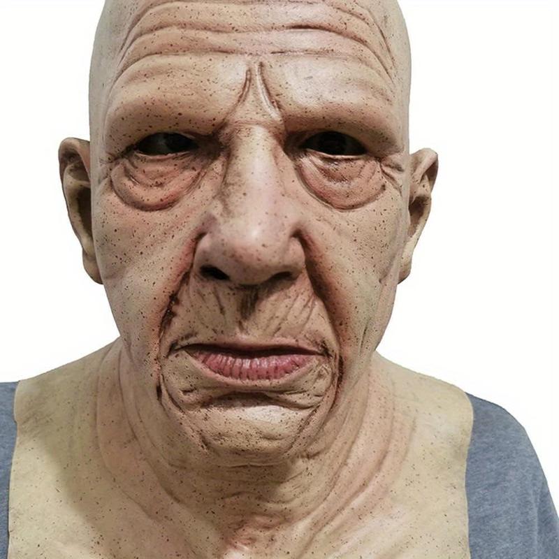 2024 Trendy Outdoor Old Man Mask for Adult, Halloween Realistic Old Guy Halloween Full Head Mask, Funny Costume Party Props for Men & Women, Cosplay Costume Accessories, Boyfriend Gifts