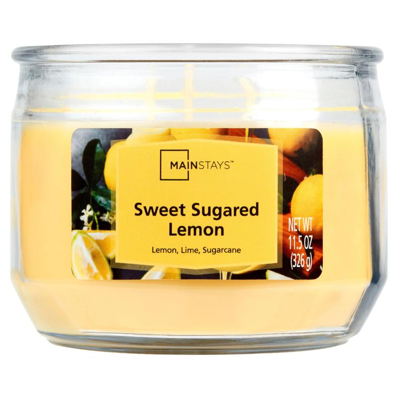 11.5 oz 3-Wick Glass Jar Candle with Sweet Sugared Lemon Scent - Bright and Refreshing Aroma for Any Room