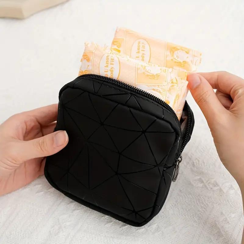 Pu Leather Period Bag, 1 Count Portable Sanitary Napkin Organizer, Storage Organizer,  Pouch Organizer, Girly Bedroom Accessories Zipper Period Pouch for Women, Summer Gift, Christmas Decor, Fall Decor, Christmas Gifts, Christmas Decorations