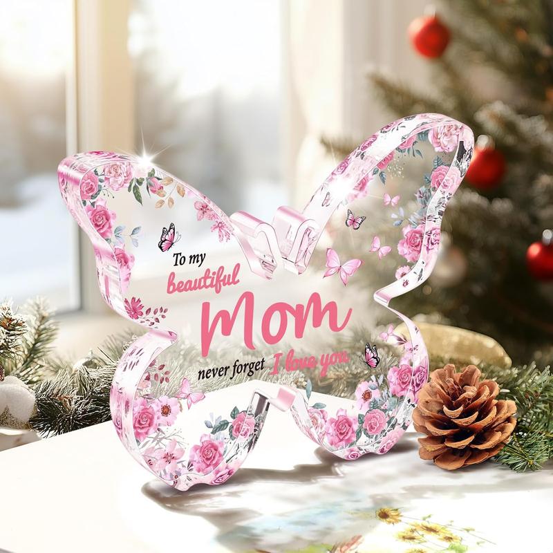 Christmas Gifts for Mom: Mom Gifts from Daughter Son, Butterfly-Shaped Acrylic Keepsake Mom Christmas Gifts, 5X3.8 Inch Mothers Day Thanksgiving Christmas Birthday Gifts for Mom Eletorot