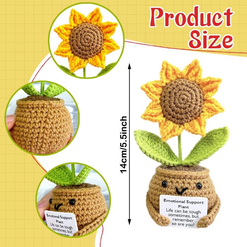 Crochet Potted Sunflower Plant, 1 Count Creative Knitted Potted Plant, Mini Cute Emotional Positive Succulent Positive Life Potato Doll Ornament