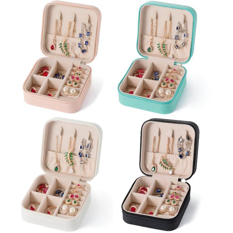 Portable Travel Jewelry Box, Multi-grid Jewelry Organizer, Jewelry Storage Box for Ring, Earrings, Necklace, Bracelet