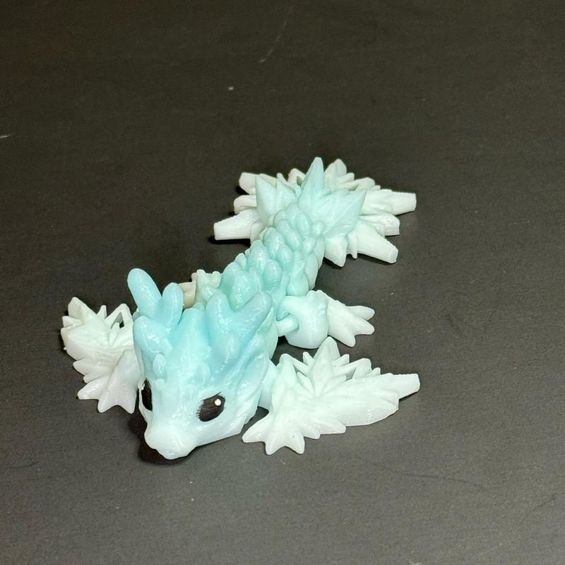 Winter Wyvern Tadling - Articulated 3d Print, Dragon Figurine, Winter Collectible Decor Gift