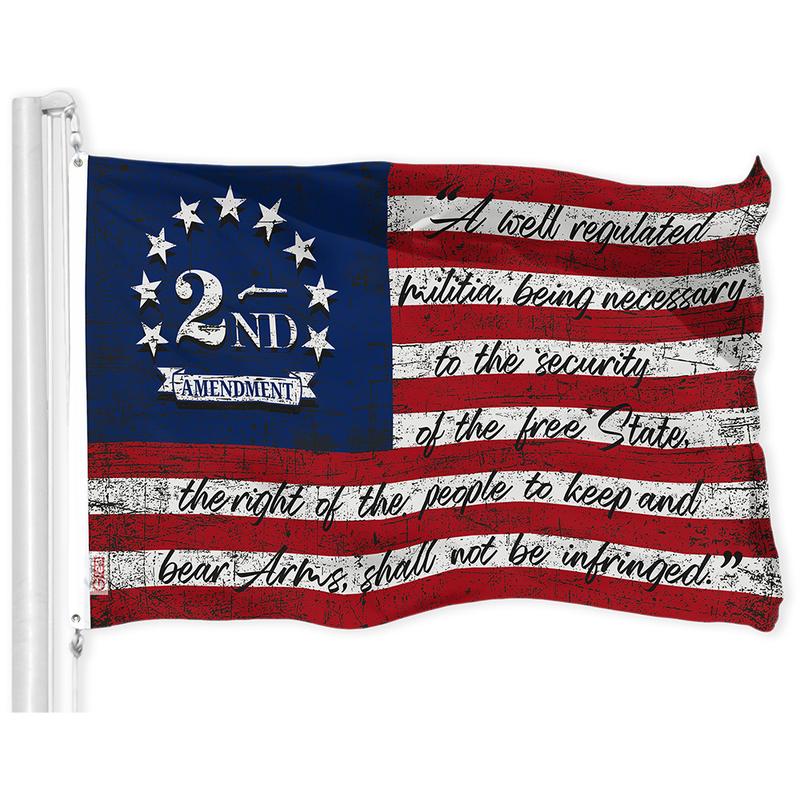 G128 2nd Amendment American Flag | 3x5 Ft | LiteWeave Pro Series Printed 150D Polyester | Historical Flag, Indoor Outdoor, Vibrant Colors, Brass Grommets