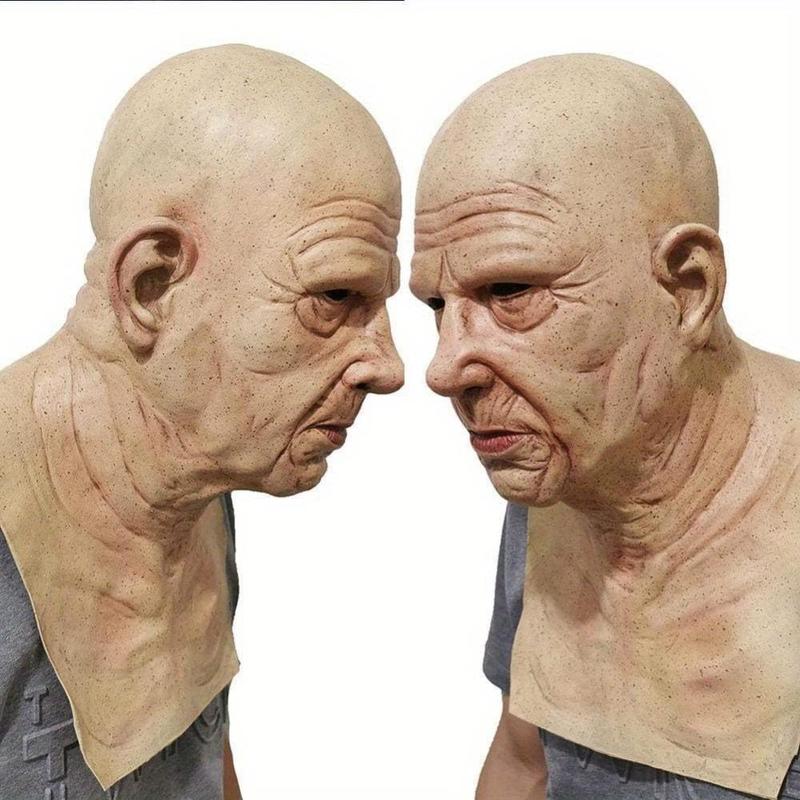 2024 Trendy Outdoor Old Man Mask for Adult, Halloween Realistic Old Guy Halloween Full Head Mask, Funny Costume Party Props for Men & Women, Cosplay Costume Accessories, Boyfriend Gifts