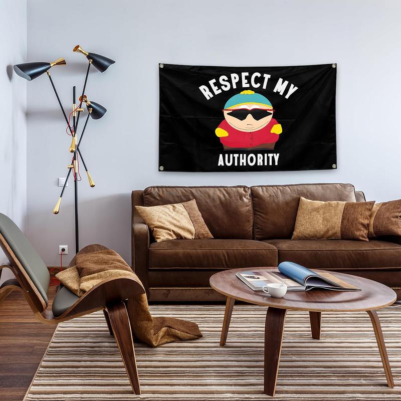 Respect My Authority Flag 3x5Ft Funny Meme Tapestry for Wall Hanging Living Room Bedroom College Dorm Men Cave Decor Banner with 4 Brass Grommets