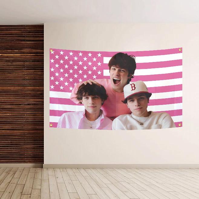 3x5 Feet Sturniolo Triplet Pink Tapestry American Flag - for College Dorm Rooms Sign, Funny Room Decor Polyester Banner Gifts for Outdoor Indoor Party Decorations