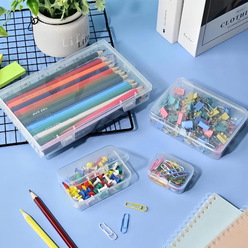 Clear Storage Box with Hinged Lid, 24pcs set Mixed Size Transparent Storage Box, Plastic Containers, Suitable for Small Items and Handmade Projects, Durable Storage Box