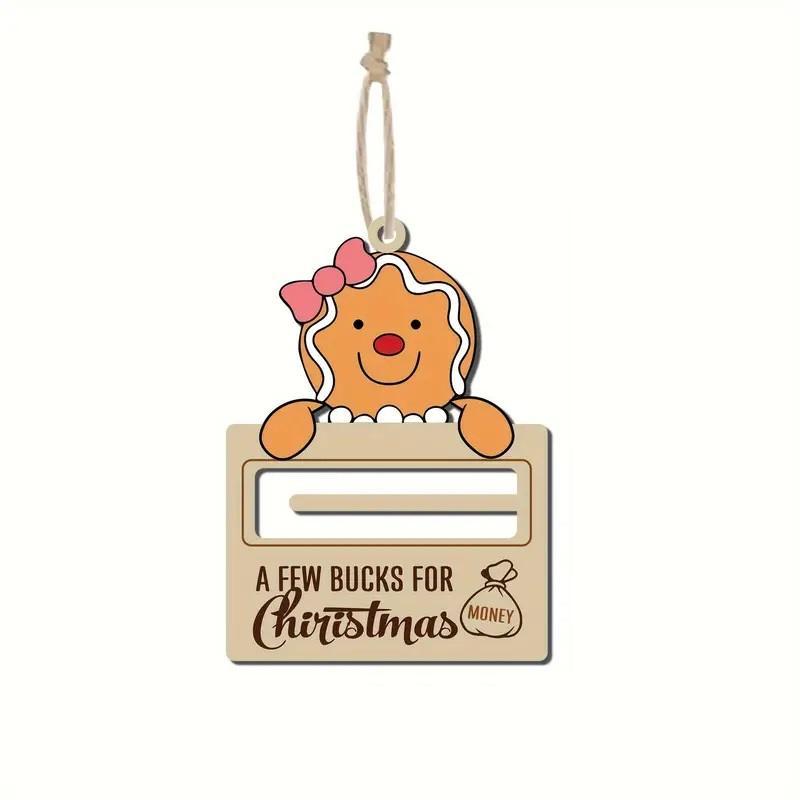 Wooden Christmas Money Holder, 1 Count 5 Counts Cute Cartoon Christmas Tree Hanging Decorations for Money Holder, Festive & Party Supplies for Home & Office Decor