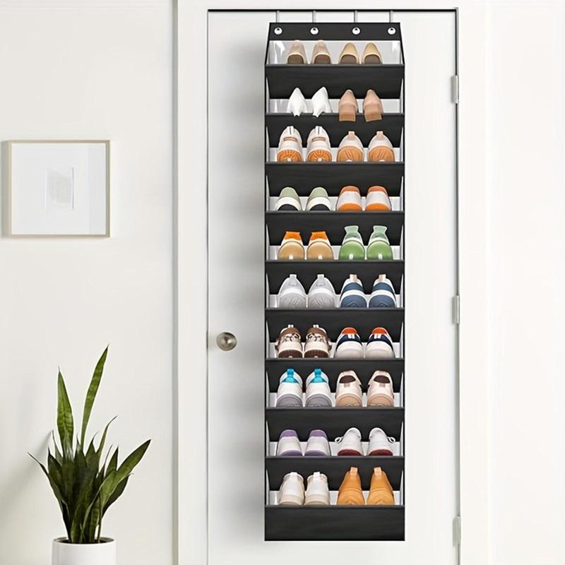 10 Tier Over The Door Shoe Organizer, 1 Count Deep Pockets Large Hanging Shoe Storage Bag, Shoe Holder Hanger for Sneakers Boots