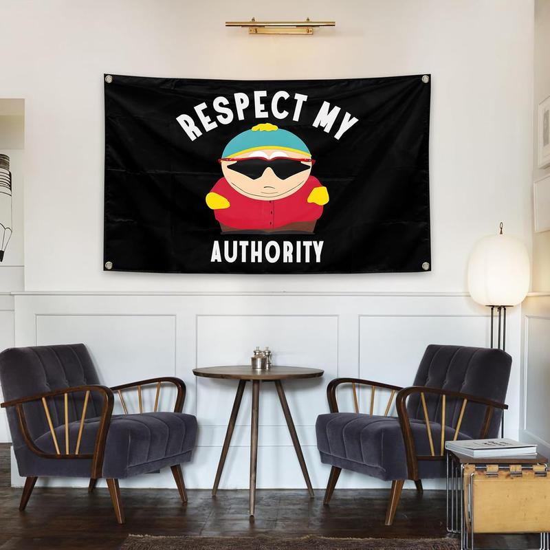 Respect My Authority Flag 3x5Ft Funny Meme Tapestry for Wall Hanging Living Room Bedroom College Dorm Men Cave Decor Banner with 4 Brass Grommets