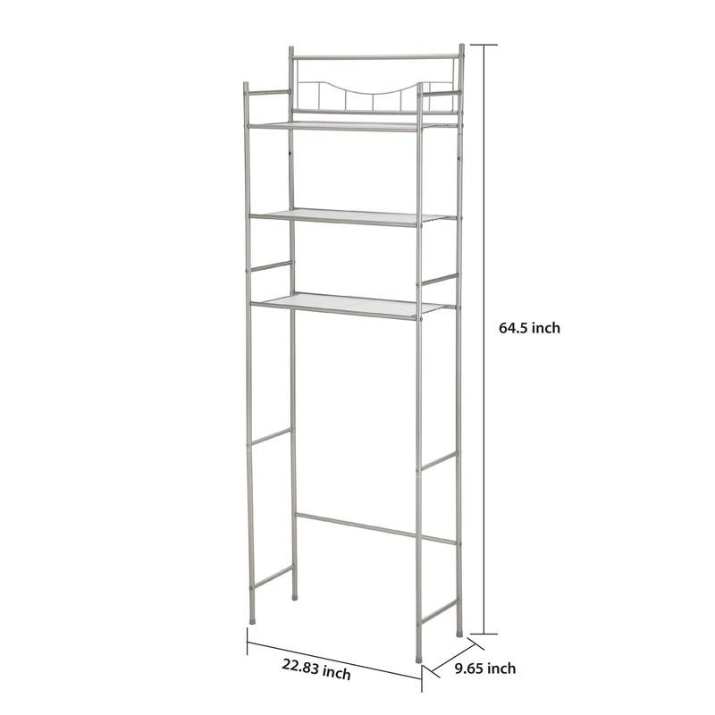 Mainstays 3-Shelf over the Toilet Steel Storage Shelf Unit, Satin Nickel, Holds up to 30 Lb Capacity No Brand Organiser Racks