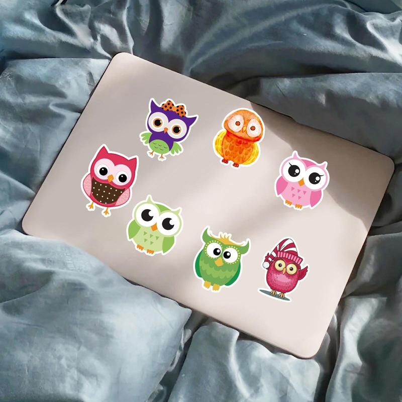 50pcs Cartoon Owl Pattern Sticker, Waterproof Cartoon Sticker, Decoration Sticker For Phone Case, Computer, Guitar, Bag, Water Cup, Scrapbook