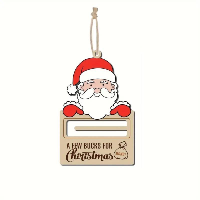 Wooden Christmas Money Holder, 1 Count 5 Counts Cute Cartoon Christmas Tree Hanging Decorations for Money Holder, Festive & Party Supplies for Home & Office Decor