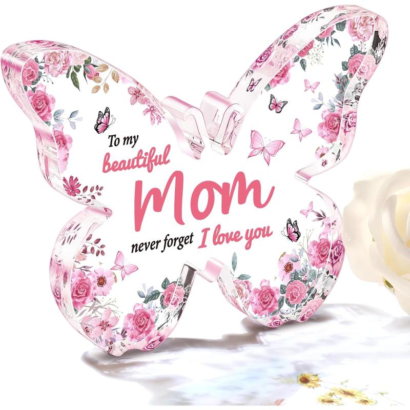 Christmas Gifts for Mom: Mom Gifts from Daughter Son, Butterfly-Shaped Acrylic Keepsake Mom Christmas Gifts, 5X3.8 Inch Mothers Day Thanksgiving Christmas Birthday Gifts for Mom Eletorot