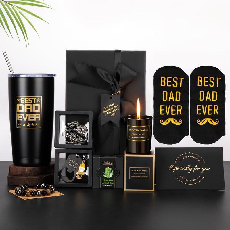 Christmas Gifts for Dad Gifts for Men Fathers Birthday Gifts for Dad, Dad Ever Gifts Man Black Gifts Basket Ideas Set,Birthday Gift Box Birthday Presents for Dad,Husband,Brother,Boyfriend