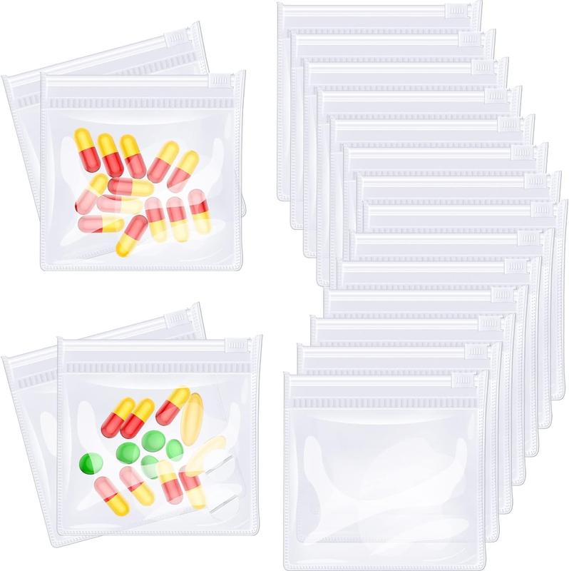 Reusable Pill Storage Pouch Bags (14 Pieces), Small Portable Pill Baggies Pill Packets for Medicine Travel Organizer with Zipper Slide Lock for Self Sealing