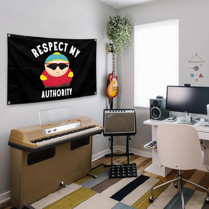 Respect My Authority Flag 3x5Ft Funny Meme Tapestry for Wall Hanging Living Room Bedroom College Dorm Men Cave Decor Banner with 4 Brass Grommets