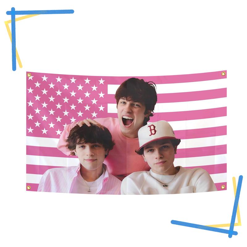 3x5 Feet Sturniolo Triplet Pink Tapestry American Flag - for College Dorm Rooms Sign, Funny Room Decor Polyester Banner Gifts for Outdoor Indoor Party Decorations